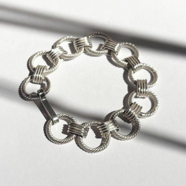 Mexico Vintage "Tiffany Type" ツイストサークルリンクブレスレット シルバー925 TAXCO製
