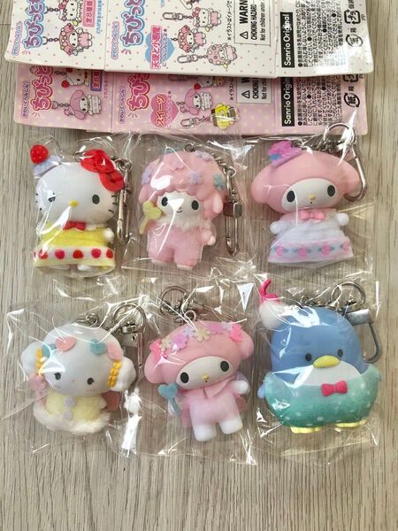 ちびっとも サンリオ 6個 ハローキティ マイメロディ こぎみゅん マイスウィートピアノ タキシードサム キーホルダー