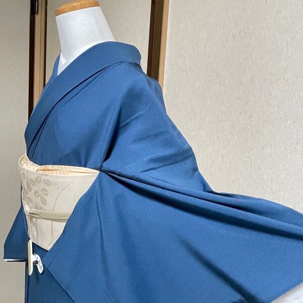 絽 色無地 着物 きもの 青 ブルー 結婚式 お宮参り ウェディング