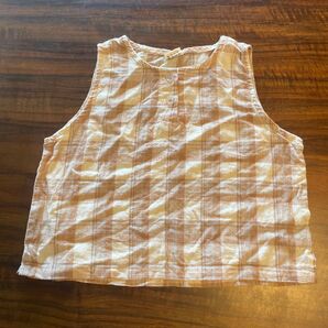 【未着】The Beige チェック柄 ノースリーブ M 韓国 ベージュ ブラウン