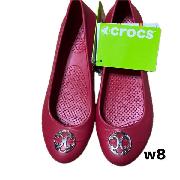 【未使用品】crocs クロックス フラットシューズ レッド W8