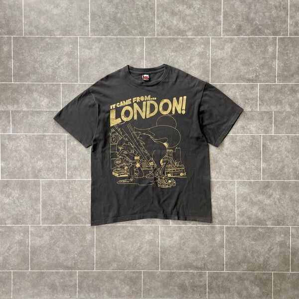 00's old Stussy ステューシー IT CAME FROM.. LONDON S/S Tシャツ ブラック フェード