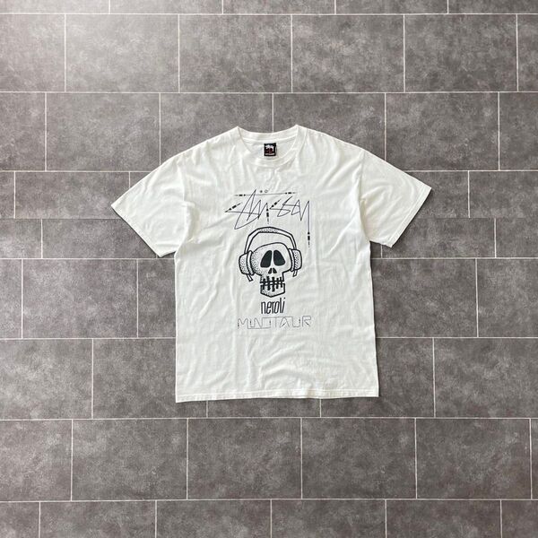 00's old Stussy ステューシー S/S Tシャツ neroli ドクロ プリント 白 L