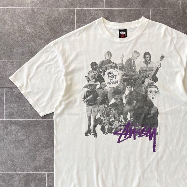 00's Old Stussy ステューシー S/S プリント Tシャツ レア古着 XL 白 メキシコ製