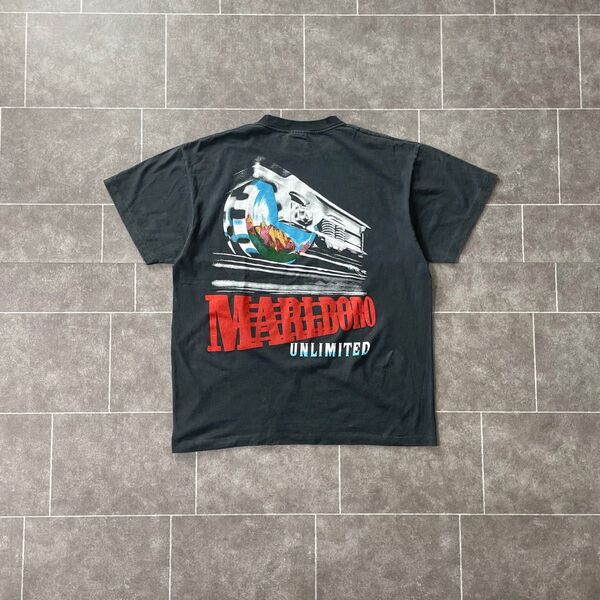 Marlboro マルボロ UNLIMITED S/S ポケット Tシャツ フェード ブラック XL