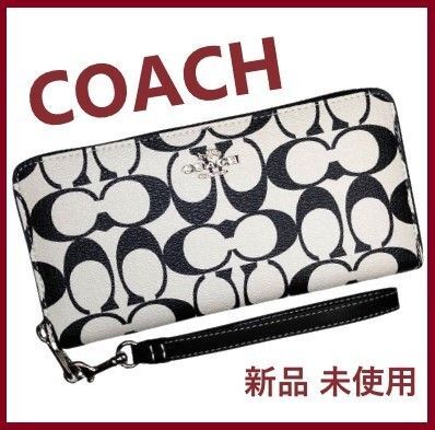 COACH 新品 白 モノクロ 黒 シグネチャー 長 財布 メンズ レディース ロング 財布 コーチ 財布 贈り物 J32