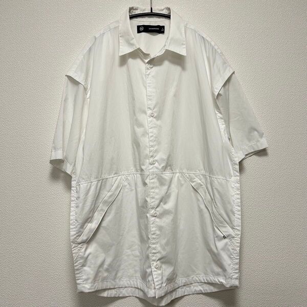 2024SS×GU UNDERCOVER ジップポケットシャツ オーバーサイズ半袖シャツ ホワイト Lサイズ 331-351027