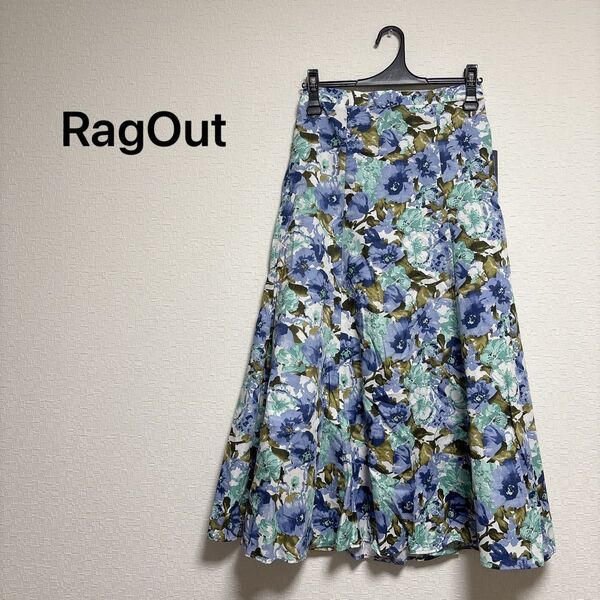 RagOut フラワープリント フレアスカート 82 花柄 青 ロングスカート 総柄 スカート ロング