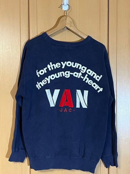 【古着】VAN JAC ヴァン トレーナー ネイビー Mサイズ