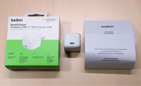 Belkin Compact Wall Charger 30W ホワイト USB-C急速充電器 WCA008qcWH(美品)