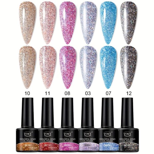 ジェルネイルセット 6色セット カラージェル グリッタージェル ラメジェル GEL 012