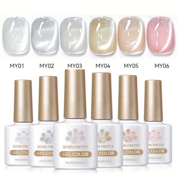 ジェルネイルセット 6色セット ボーンプリティージェル マグネットジェル キャッツアイジェル GEL024