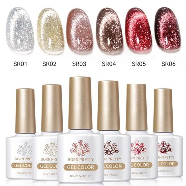 ジェルネイルセット 6色セット ボーンプリティージェル マグネットジェル キャッツアイジェル GEL025
