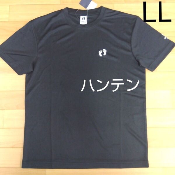 LL ハンテン HANG TEN 新品 半袖Tシャツ トップス 足跡プリント 黒 メンズ紳士 アウトドア スポーツ ゴルフウェア
