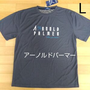 L アーノルドパーマー 新品 ドライ 半袖Tシャツ 濃灰メンズ アウトドアスポーツ ゴルフウェア ARNORD PALMER