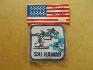 80s SKI HAWAII スキー ハワイ ジョーク刺繍ワッペン/ビンテージ ビーチ ヤシ パロディ スキー レトロ ギャグ アップリケ旅行パッチ v114