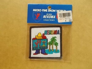 80s 猫魔スキー場 NEKOMA 刺繍ワッペン/メキシコ 星野リゾート ネコ福島県ねこエンブレム紋章レトロ雑貨スノボ アップリケ旅行パッチ v115