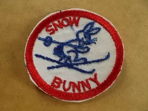 70s スキー SNOW BUNNY ウサギ うさぎ 兎 バニー 刺繍ワッペン/Aデッドストック ビンテージ雪山スキーUSAアウトドアUSアメリカ v126