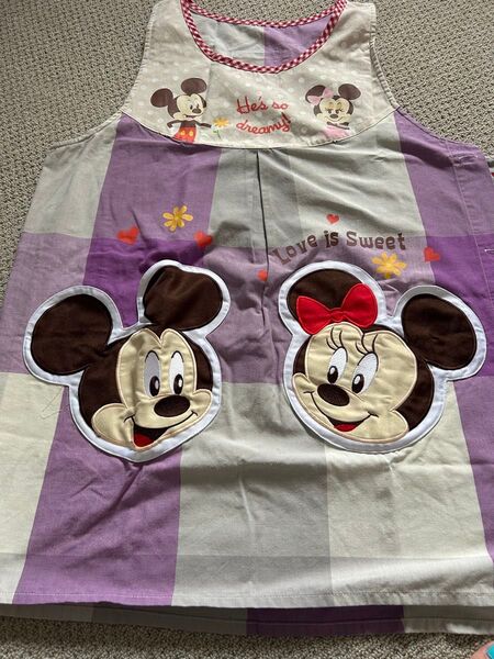 ディズニーミッキーミニーエプロン エプロン 介護士 保育士 幼稚園 M-L