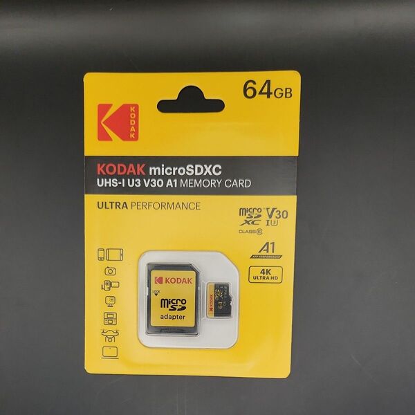 【新品未開封】KODAK microSDXC 64GB UHS-I U3 V30 A1