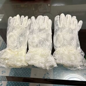 レース手袋 3点セット フォーマル オフホワイト系