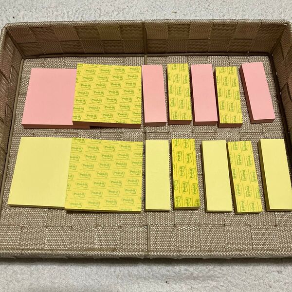 Post-it 付箋 ピンクと黄色 75×75 mm4個 75×20mm10個