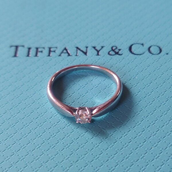 極美品 Tiffany&Co. ティファニー ハーモニーリング Pt950 プラチナ D0.18CT 8号 指輪 ケース付き 希少
