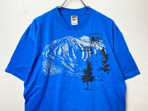 ノースフェイス プリント入り クルーネック 半袖Tシャツ (M) THE NORTH FACE 青