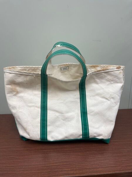 L.L.Bean トートバッグ キャンバス ホワイト×グリーン 80s 2色タグ