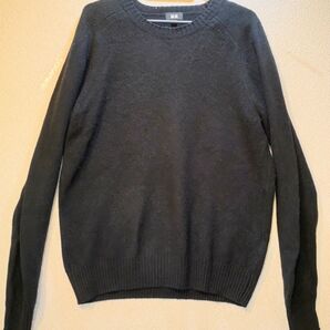 【UNIQLO】 ユニクロ プレミアムラムクルーネックセーター(長袖)Lサイズ BLK/NYV(ブラックネイビー)