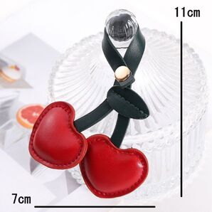 さくらんぼ バッグチャーム ストラップ キーホルダー フルーツ アクセサリー PUレザー
