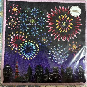 新品 フェイラー スパークリングナイト ピンクの縁のハンカチ