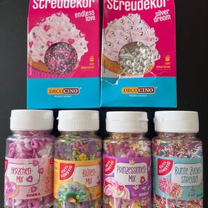トッピングシュガー カラースプレー 製菓用 スプリンクル 海外お菓子 アラザン 6点まとめ売り