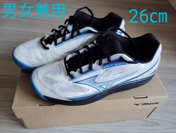 ミズノ mizuno ブレイクショット 4 OC ユニセックス テニスシューズ ホワイト×ブルー×ブラック 26cm
