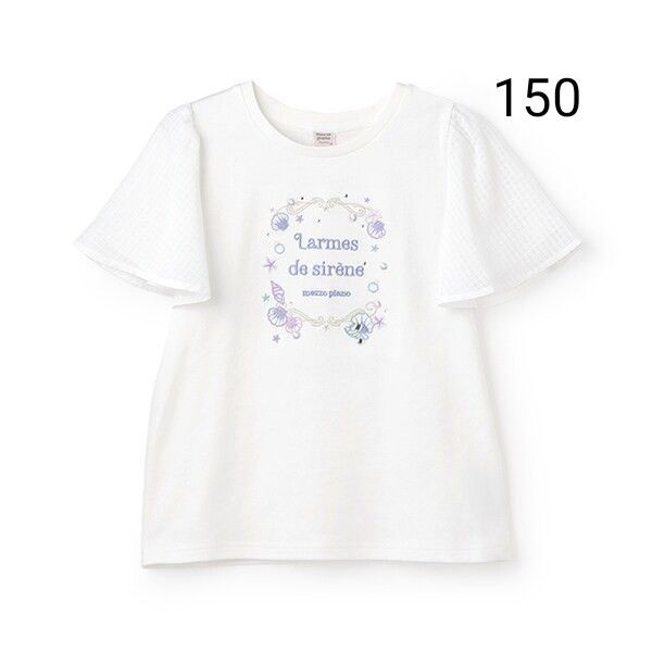 メゾピアノ シェル刺しゅうフレアスリーブTシャツ 半袖