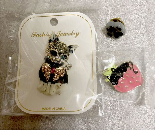 猫 ピンバッジ3個セット