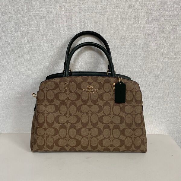 COACH コーチ ハンドバッグ シグネチャー レザー PVC ショルダーバッグ 2way ブラウン系 91495
