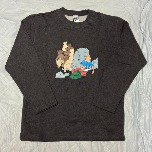 TINTIN&SNOWY タンタンの冒険 スウェット チャコールグレー 140サイズ トレーナー 子供服 小学生 ボーイズ 新品