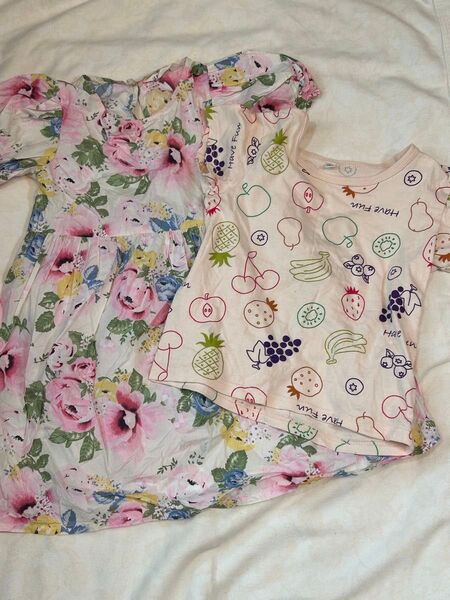 #95 女の子用 トップス美品とワンピース H&M2点セット120