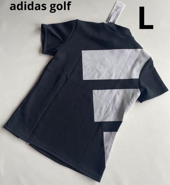 新品タグ付 adidas ゴルフ 半袖モックネックシャツ L ブラック