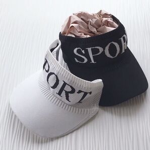 79 サンバイザー ニット 紫外線対策 吸汗 白黒 速乾 ゴルフ 自転車 2個セット