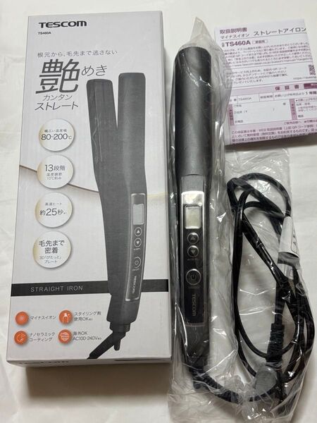TESCOM テスコム マイナスイオン ストレートアイロン TS460A