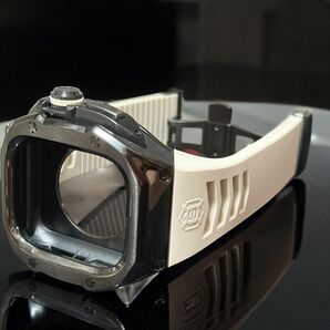 アップルウォッチ ブラック ステン ケース ホワイト ラバー ベルト applewatch 49 ウルトラ ゴールデンコンセプト