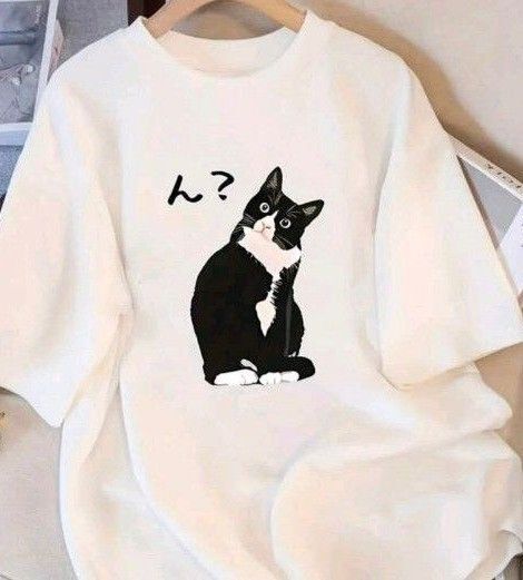 パロディ★「ん?」ねこTシャツ (Mサイズ) 新品