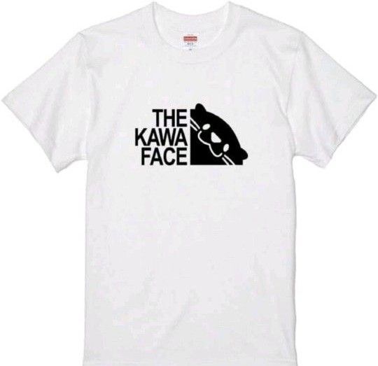 パロディ★THE KAWA FACE ★ おもしろ tシャツ Mサイズ (カワウソがチラリ)