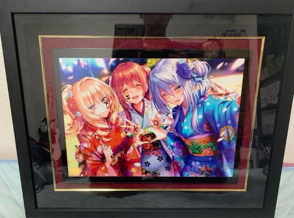 ピロ水 はにかみ彼女 版画 漆塗り 直筆サイン入り シリアル番号付き 値段交渉可