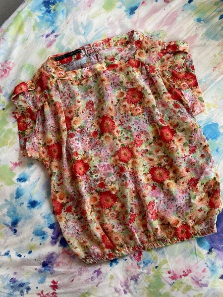 ZARA ザラボタニカル 半袖花柄 ブラウストップスXS