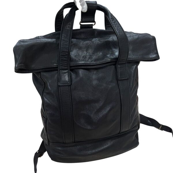 良品 人気 sot ソット バックパック リュック 2way 縦型トート KDDIレザー 口折れ ブラック ユニセックス