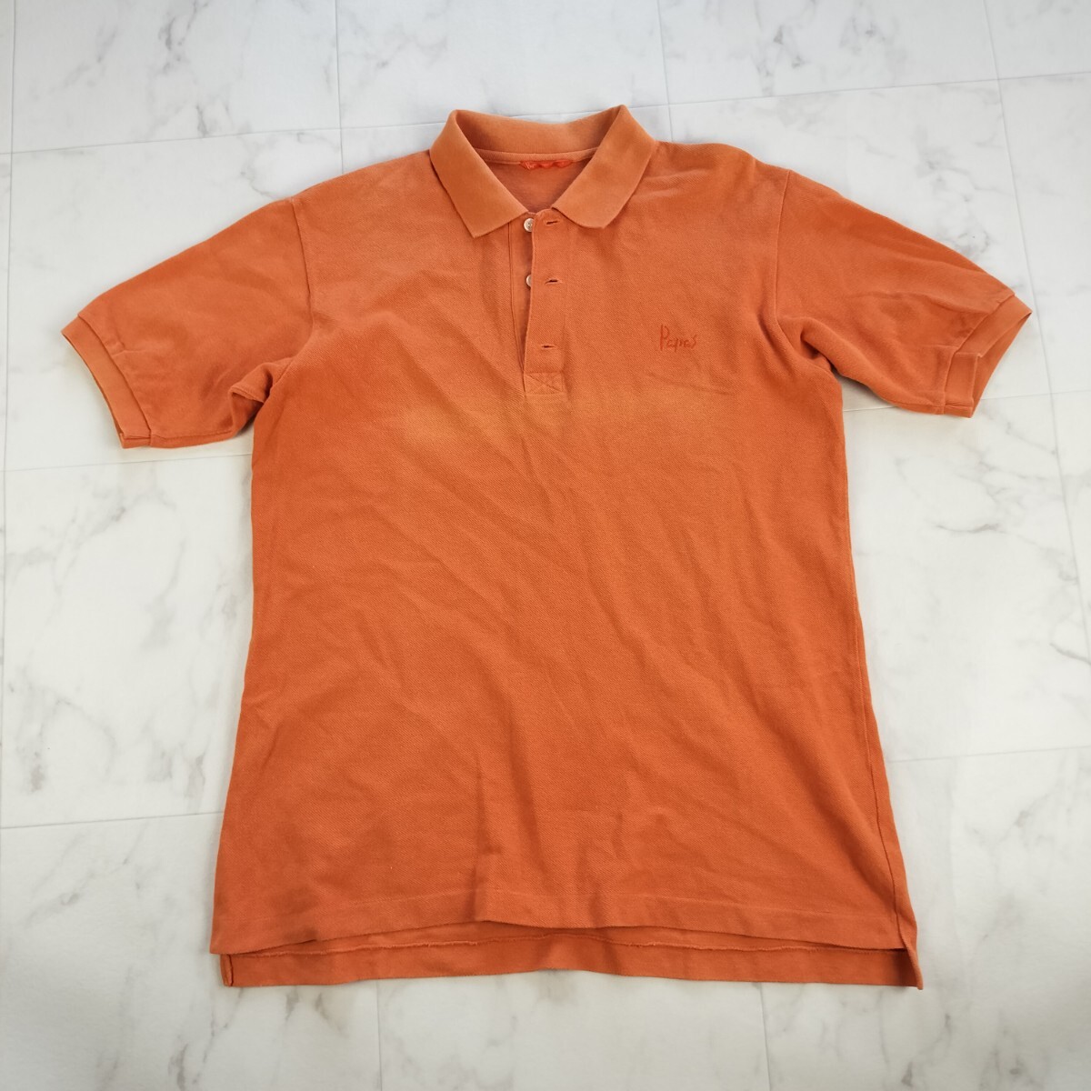 パパス　Papas 90s Vintage Old　ポロシャツ　半袖　ロゴ刺繍　