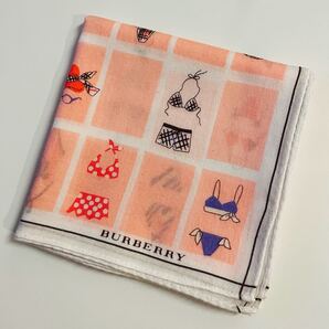 〈保管ジミあり〉バーバリー ハンカチ 白 ピンク 水着柄 Burberry